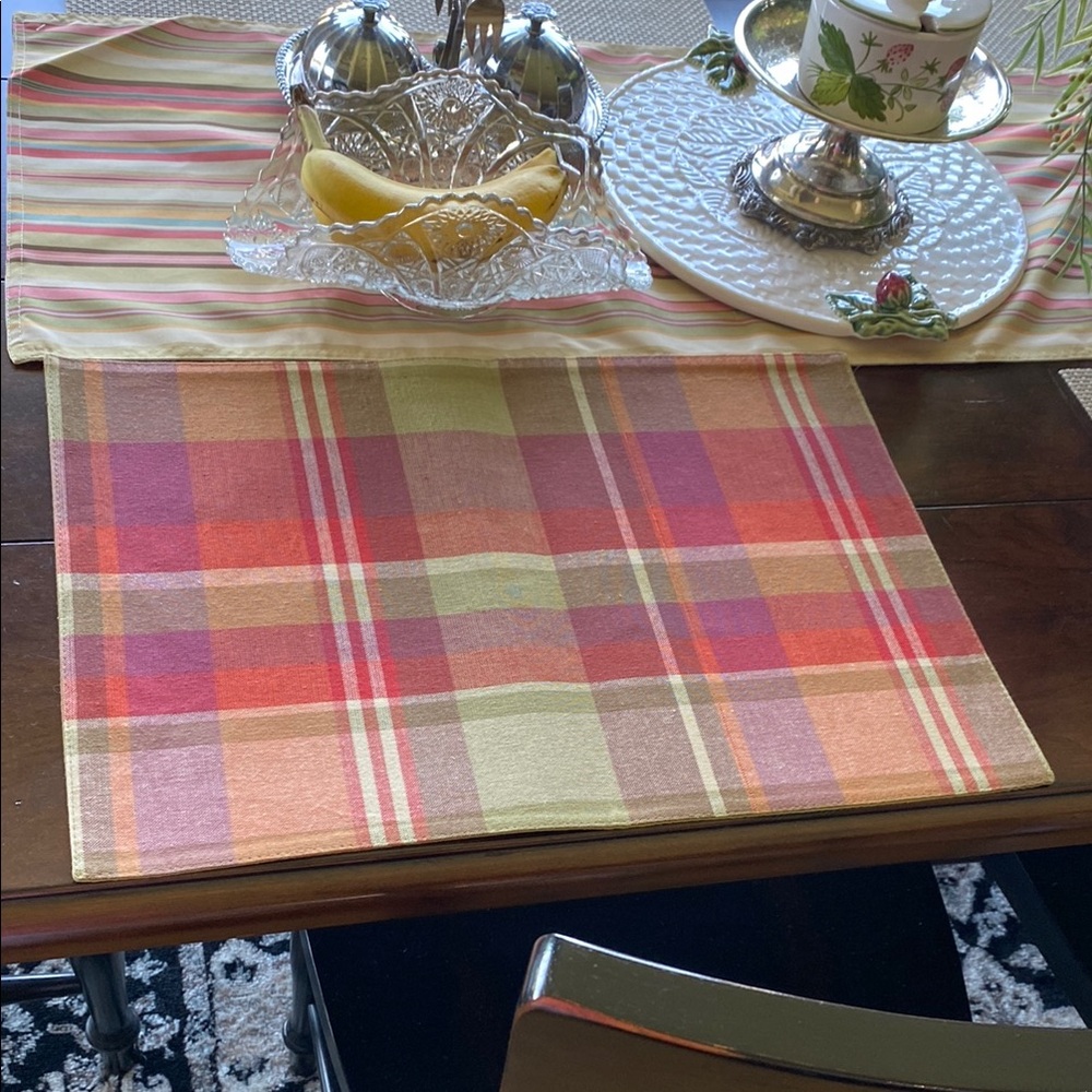 Set Of 4 Plaid Cotton Table Placemats in Warm Colors!
